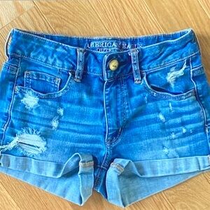 American Eagle Outfitters Distressed Blue Jean Shorts